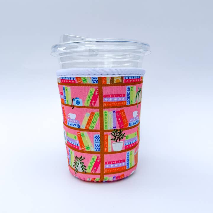 Oak Shore Collective LLC - Wholesale Drink Huggers & Koozies - Summer Bookshelf | Iced Coffee Sleeve