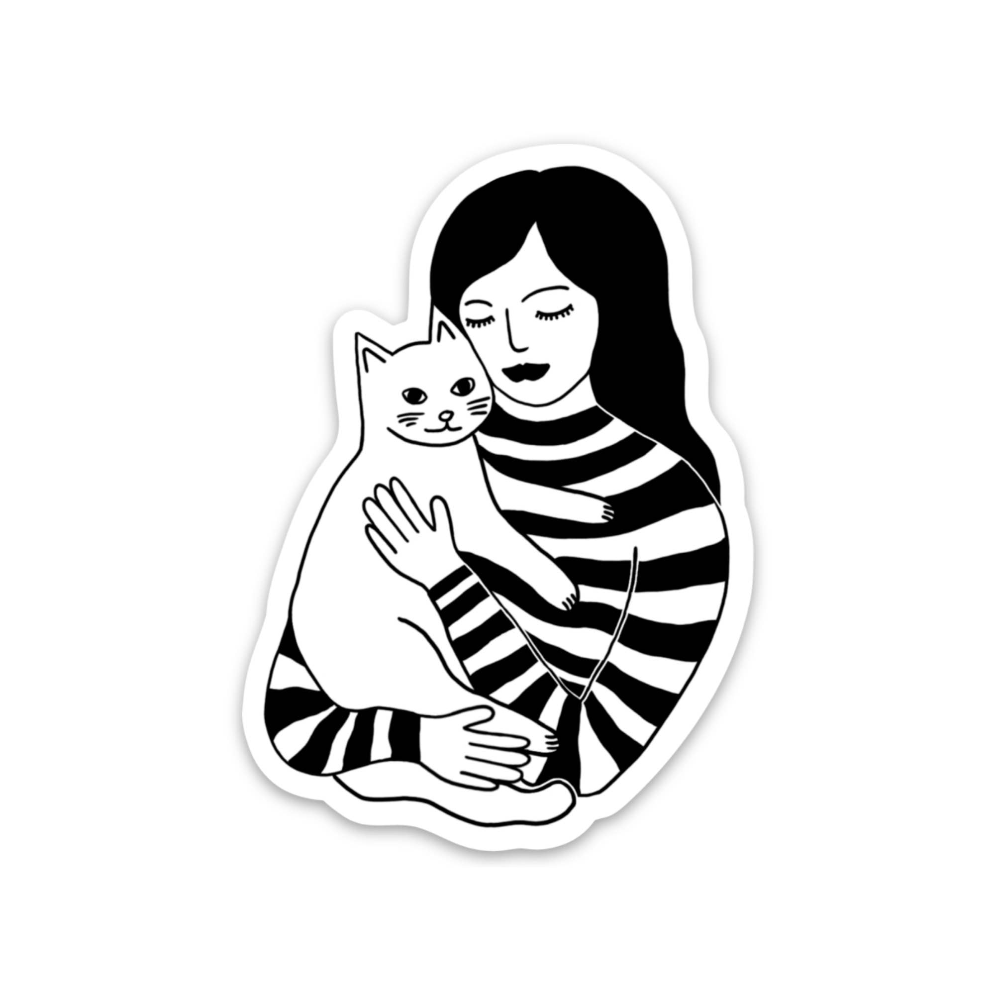 Jessica Holly Creative - Vente Autocollant - Autocollant en vinyle simple 'Portrait d'une maman chat', 3 pouces