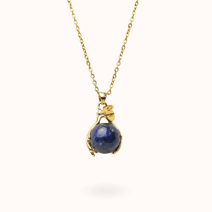 Lapis Lazuli Embrace Necklace Gold for wholesale by Blue Buddha Jewelry