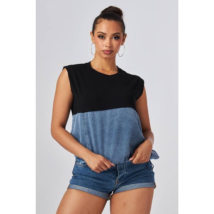 DENIM EDGE CONTRAST TOP
for wholesale by Esmeray Clothing