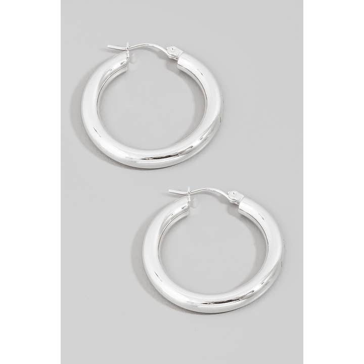 The Looks by Fame Accessories - Wholesale Hoop Earrings - Metallic Tube Latch Hoop Earrings