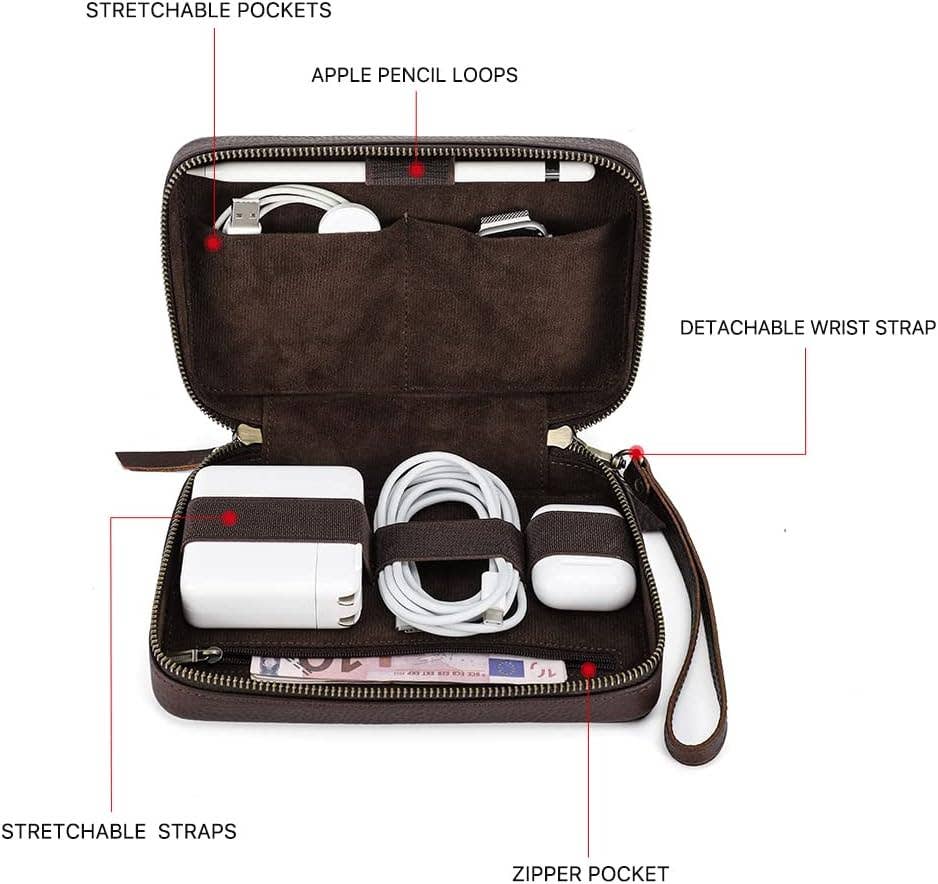 VIGOR - Vendita all'ingrosso Astuccio - Unisex - Custodia in Pelle per Accessori Elettronici da Viaggio Tech8