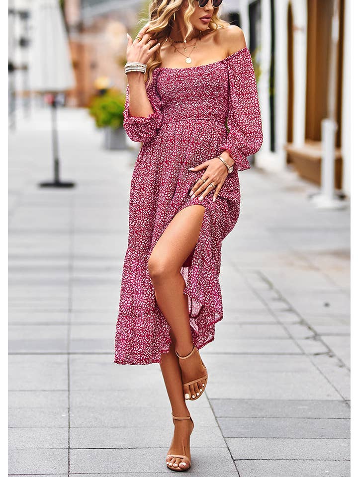 ePretty - Vente Robe – femme - Robe mi-longue smockée à col carré Ditsy SZ25-DR1312416