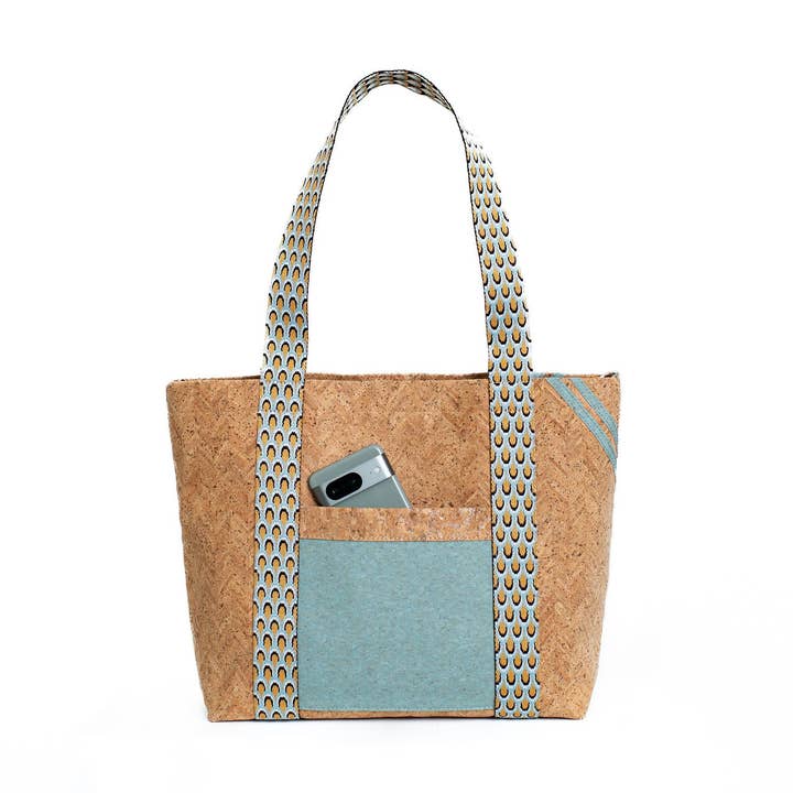 KORK & Inspired by KORK - Wholesale Tote Bag - Women's - Cordova Cork Convertible Tote Bag - Natural w/Blue0