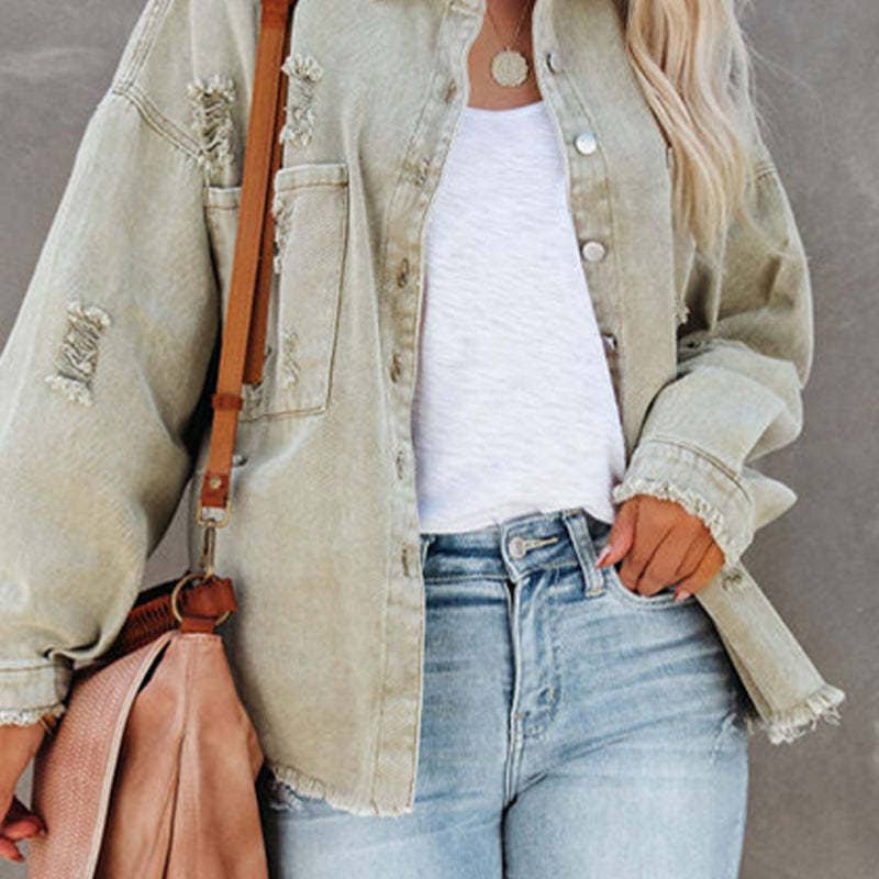 SALINA TRADING INC - Wholesale Denim Jacket - Women's - Women Autumn Winter Vintage Colored Denim Jacket5