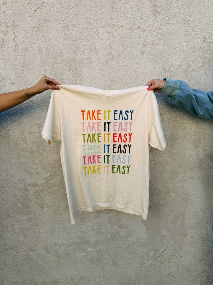 take it easy graphic tee - ivory for wholesale by ETTA & EAST
