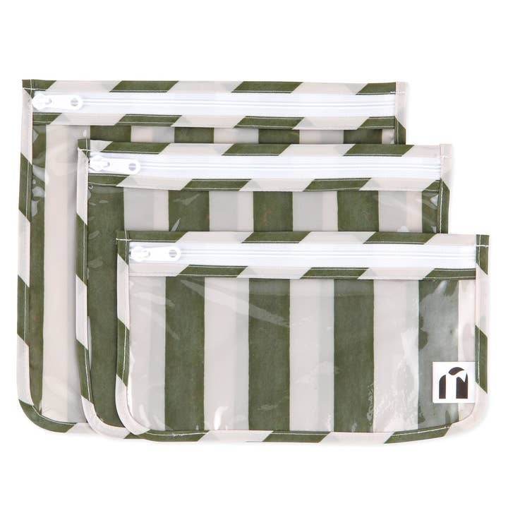 Ensemble de 3 sacs de voyage transparents : Rayure Clubhouse pour la vente par Bumkins