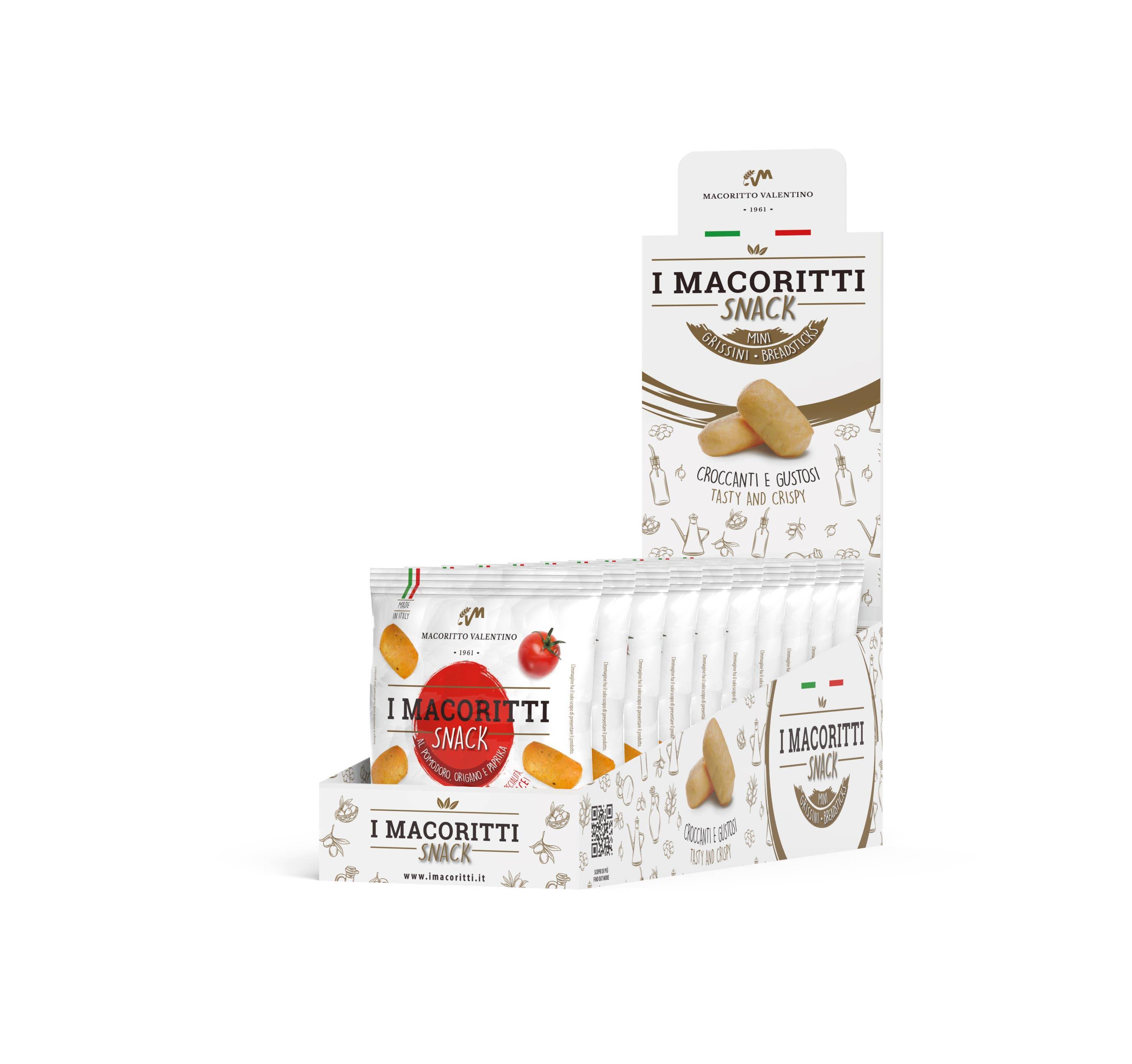 I MACORITTI - Wholesale Crackers - Mini Grissini Snack I Macoritti with Tomato and Oregano 30g1