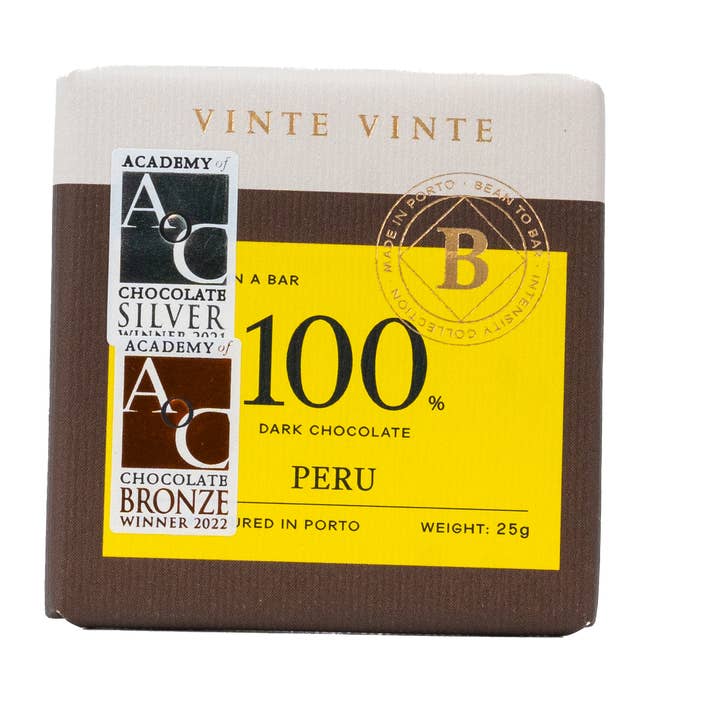 CIOCCOLATO FONDENTE INTENSO 100% PERÙ 25G per la vendita all'ingrosso da parte di Vinte Vinte Chocolate