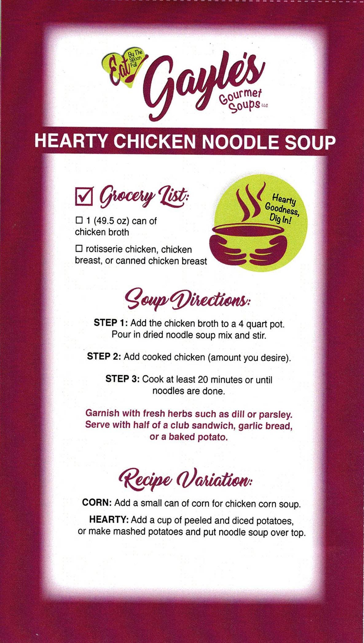 Gayle's Kitchen Creations-Gayle's Gourmet Soups - Wholesale Soup - Hearty Chicken Noodle Soup2