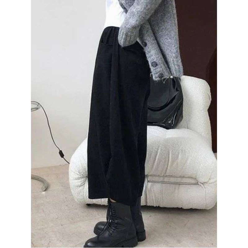 Sheer Trend - Wholesale Pants - Women's - Harem Pants Wide Leg Elasticity Solid Color Split-Joint Pants Trousers12
