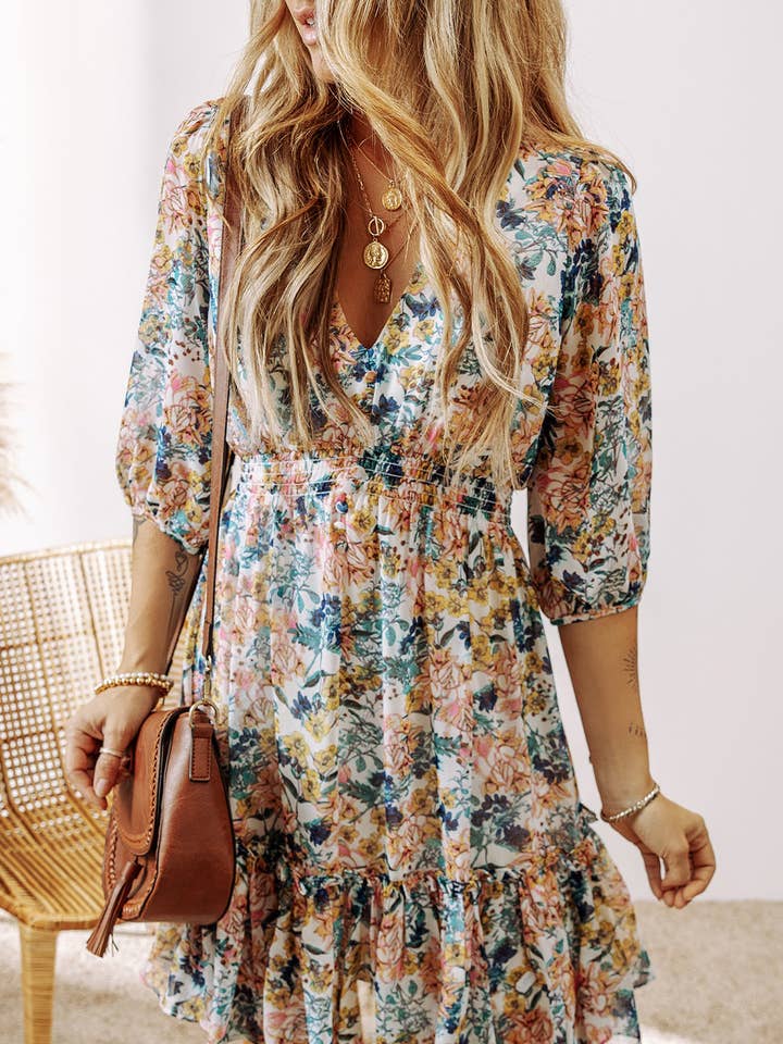 Robe volantée taille haute Amira pour la vente par Threaded Pear