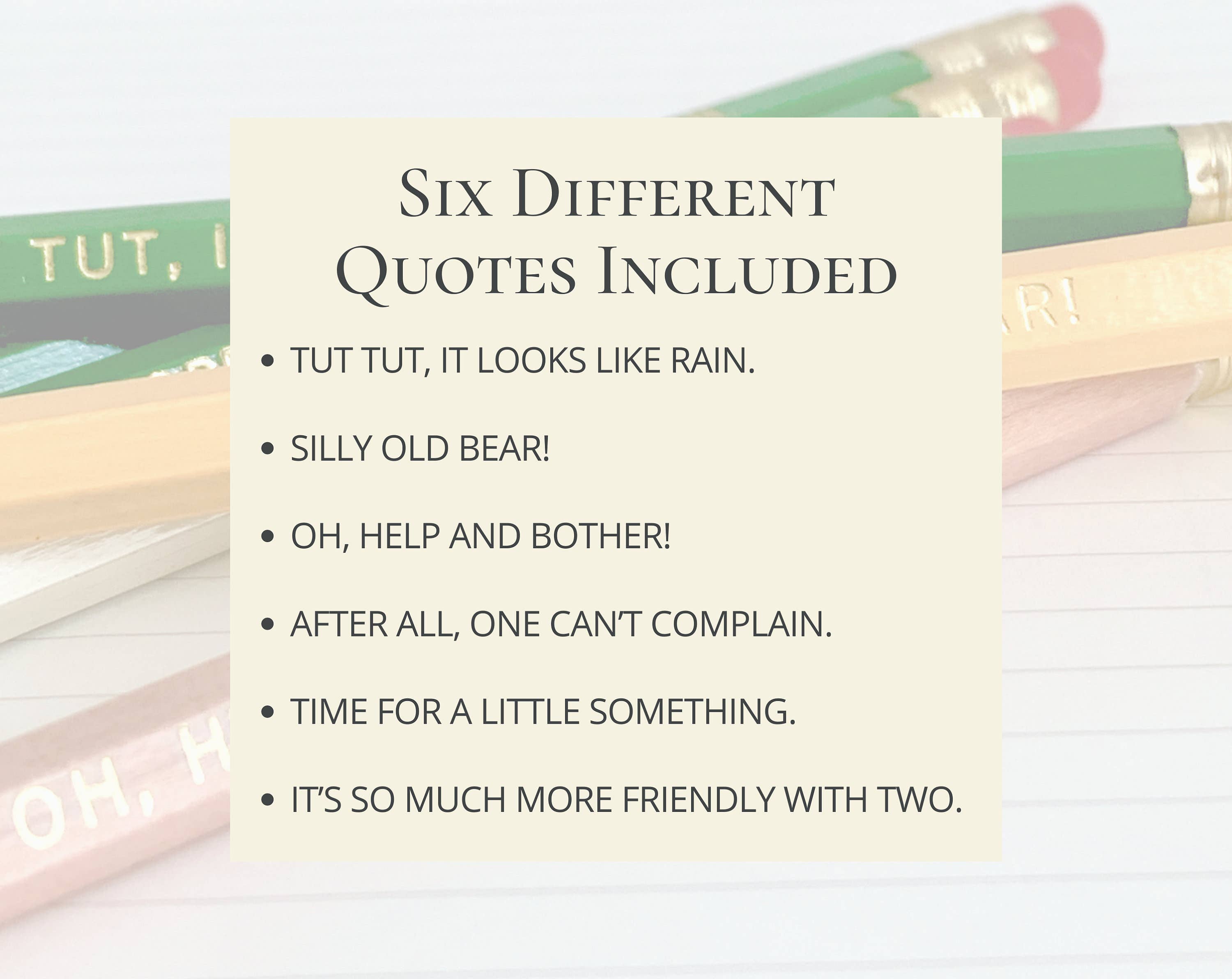 Lit & Whimsy - Wholesale Pencil - Winnie the Pooh Quotes Pencil Set, AA Milne Bookish Gifts1
