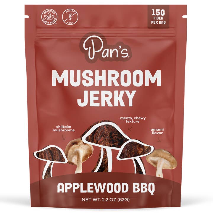 Pan's Mushroom Jerky - 2.2oz Applewood BBQ for wholesale by Pan's Mushroom Jerky