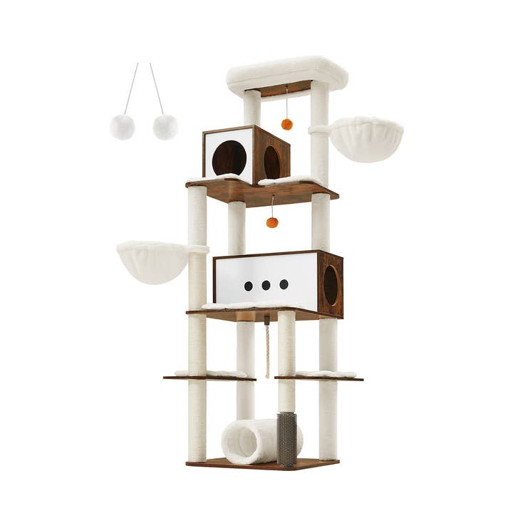 77,5" högt kattträd på flera nivåer rustikt brunt för wholesale av Greenwestons
