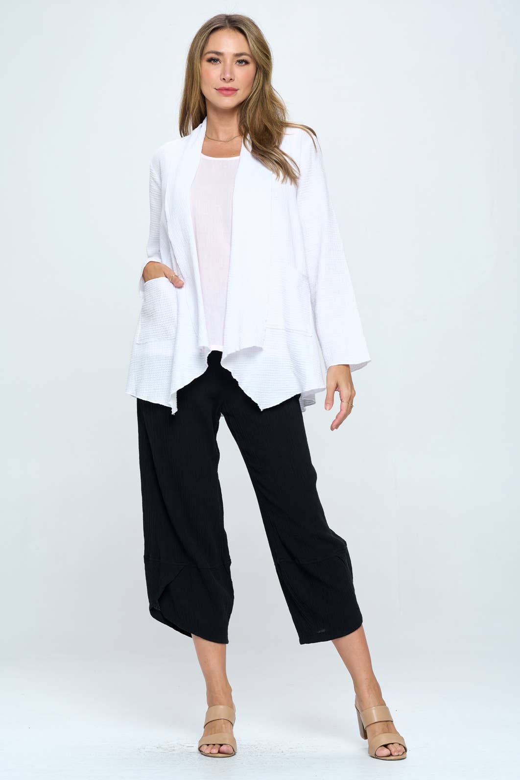 LD/VANIGLIA Cardigan a nido d'ape in cotone leggero in vendita all'ingrosso su Faire2