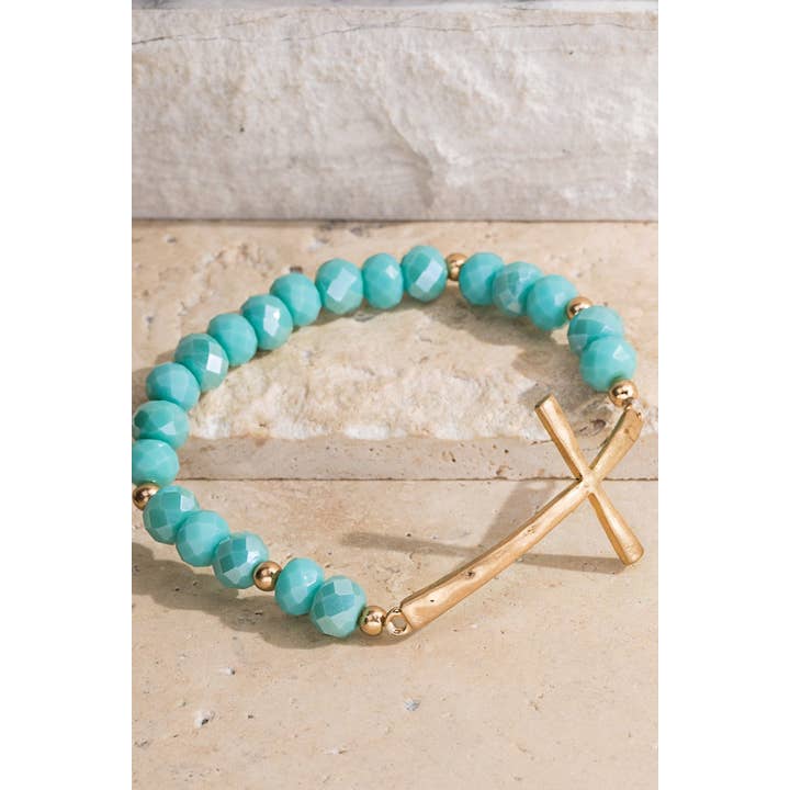 Urbanista - Wholesale Beaded Bracelet - Hammered Metal Cross Bracelet