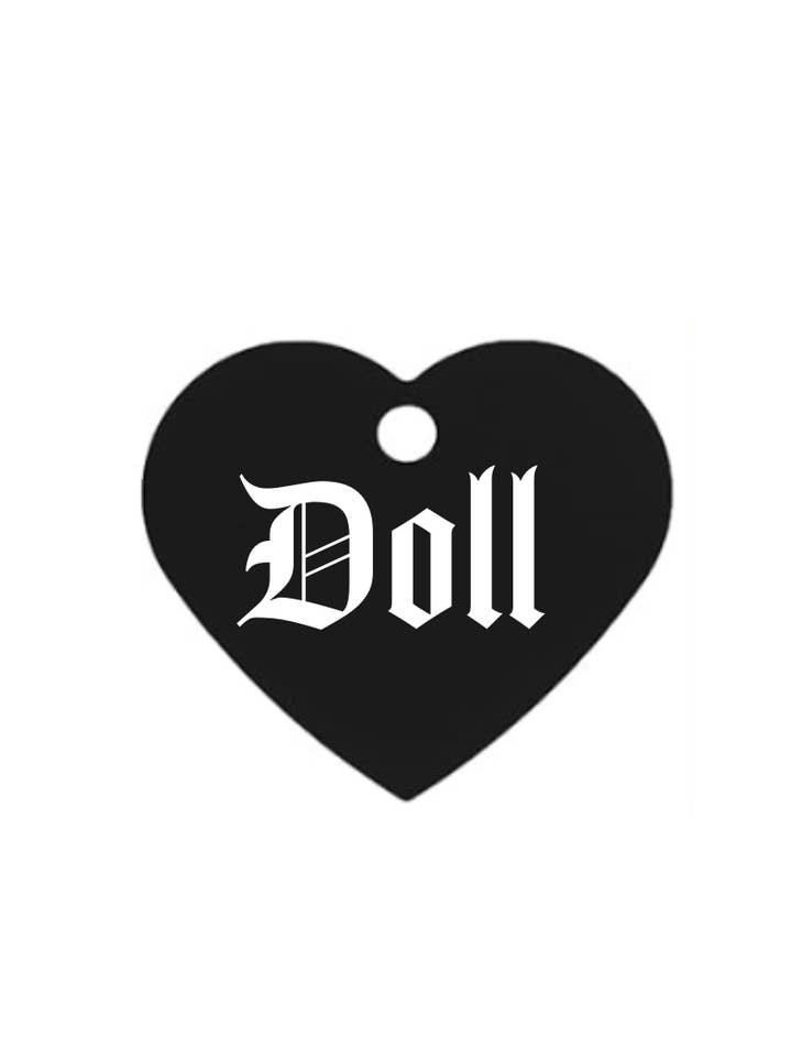 Gothic BDSM Fetish Pet Collar Tags, Doll Heart for wholesale by Wickedly Divine Shop