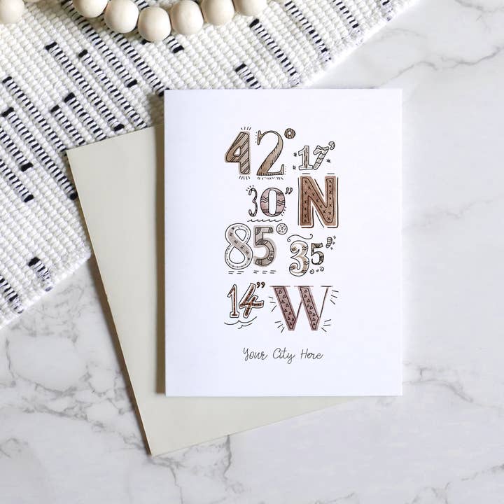 Sparks House Co. - Wholesale Everyday Greeting Card - Custom City Greeting Card - City Coordinates - Custom Order1