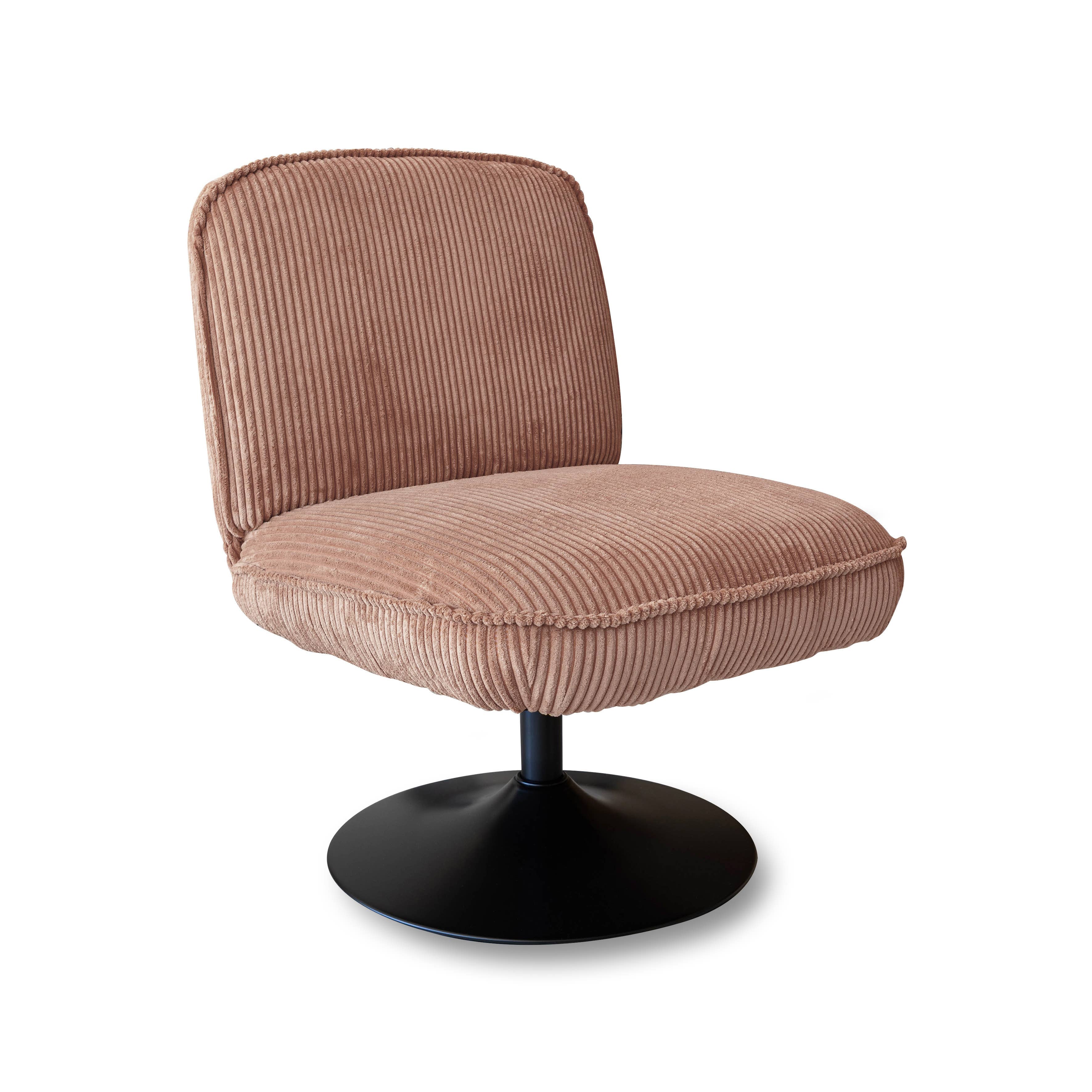 Now's Home - Wholesale Chair - PINK CORDUROY SWIVEL CHAIR WITH FUNKY METAL BASE1