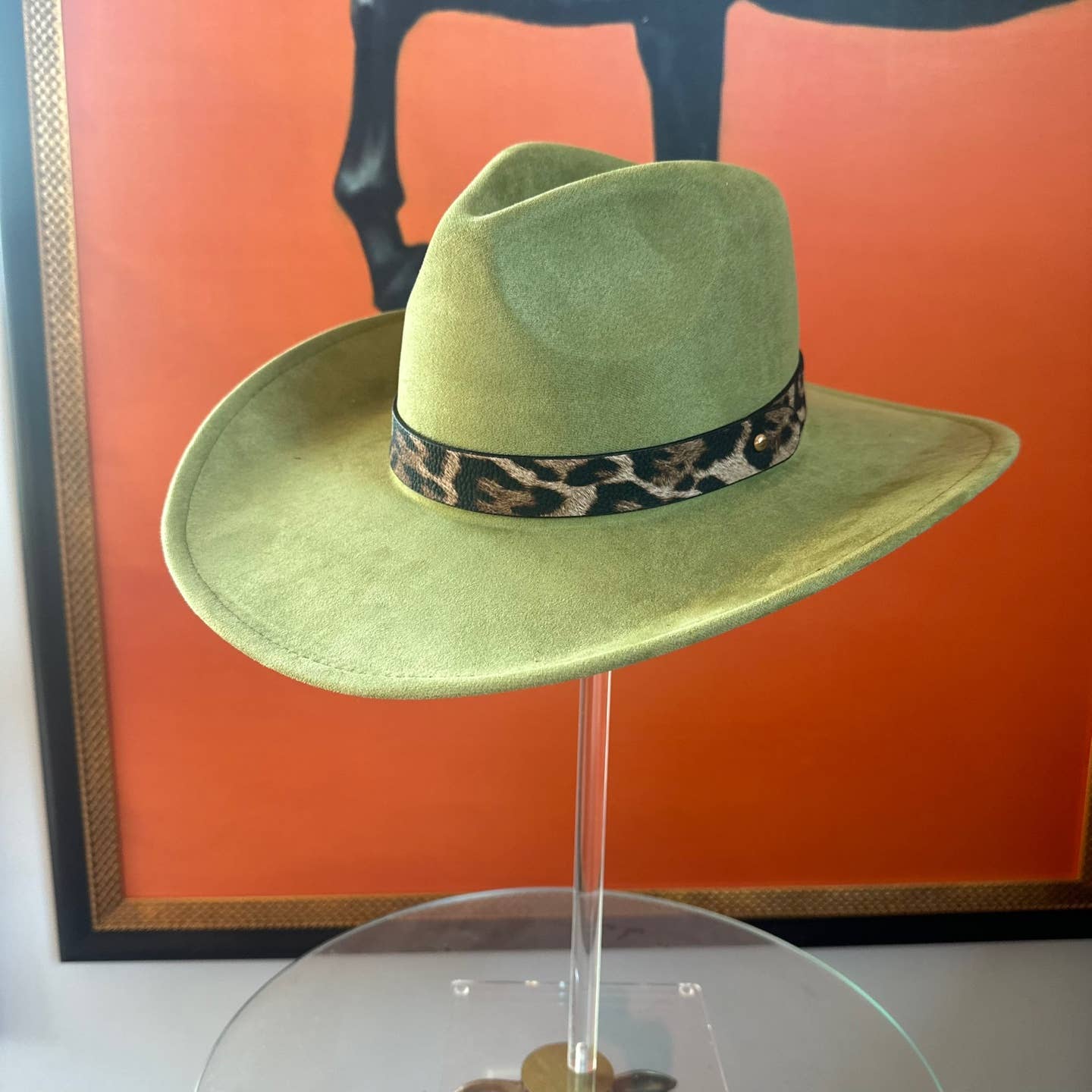 Bella Betty - Wholesale Cowboy Hat - Women's - Fashion Vegan Suede Cowboy hat  W/ Leopard Belt 19