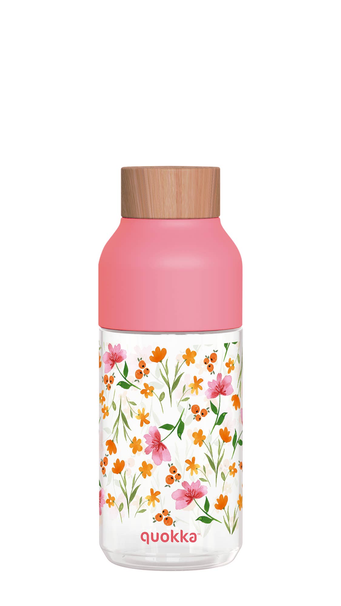 QUOKKA – Großhandel Trinkflaschen – QUOKKA Tritan Trinkflasche 570 ml mit rosa Blumenmuster