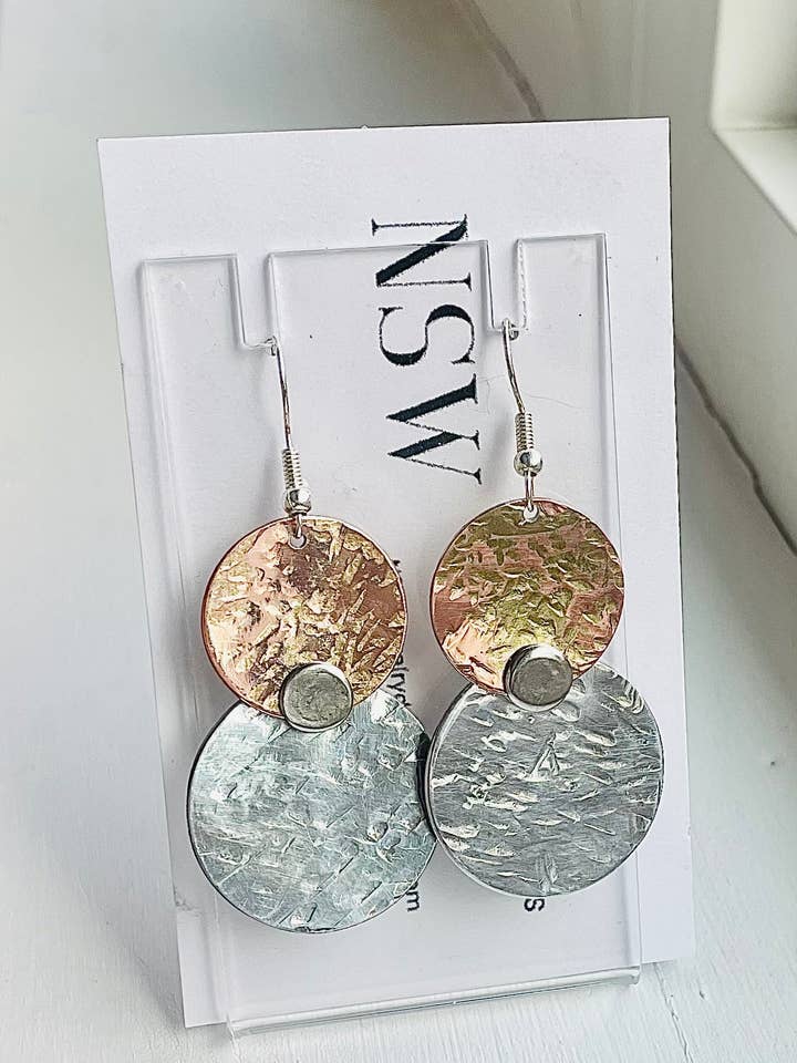 Riveted Mixed Metal Earrings for wholesale by NSW Jewelry Designs