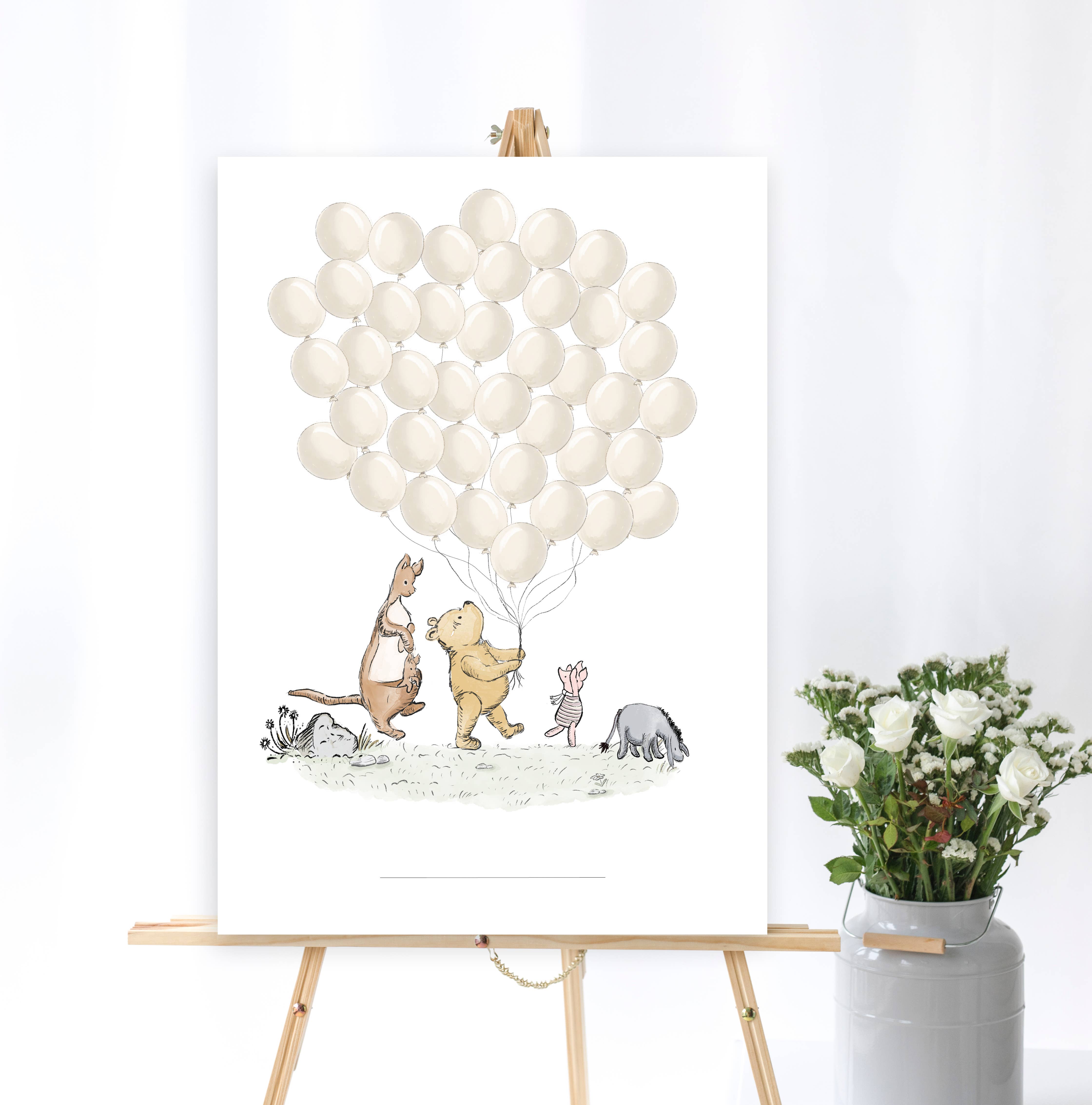 Mouse and Pen Illustration ApS - Wholesale Guest Book - Guestbook with Winnie-the-Pooh and balloons1