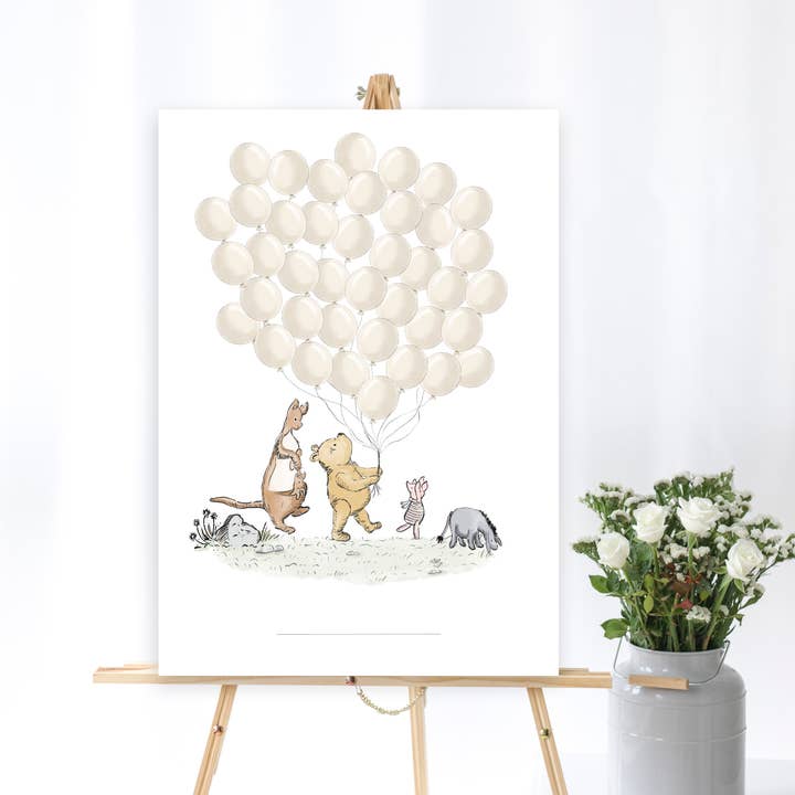 Mouse and Pen Illustration ApS - Wholesale Guest Book - Guestbook with Winnie-the-Pooh and balloons1