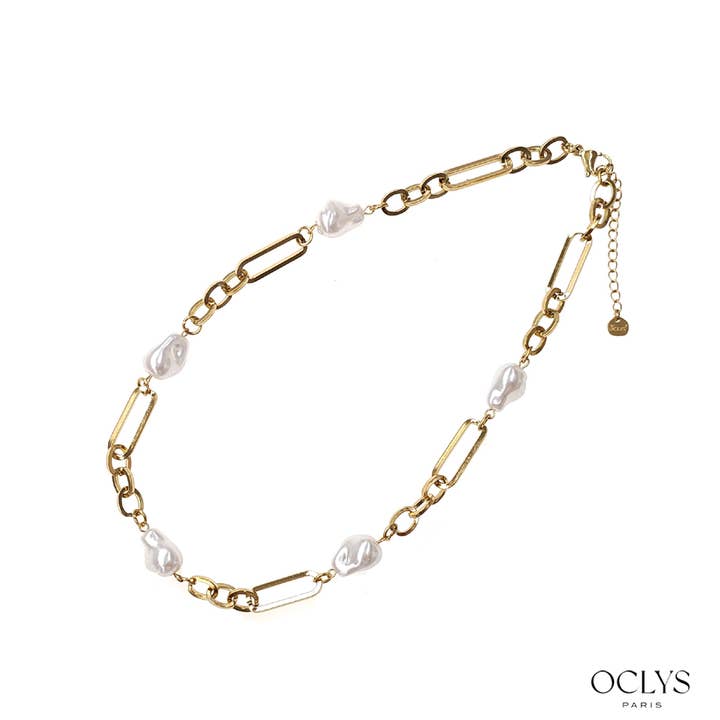 Oclys - Wholesale Beaded/Pearl Necklace - Nali gold stainless steel pearl chain necklace2