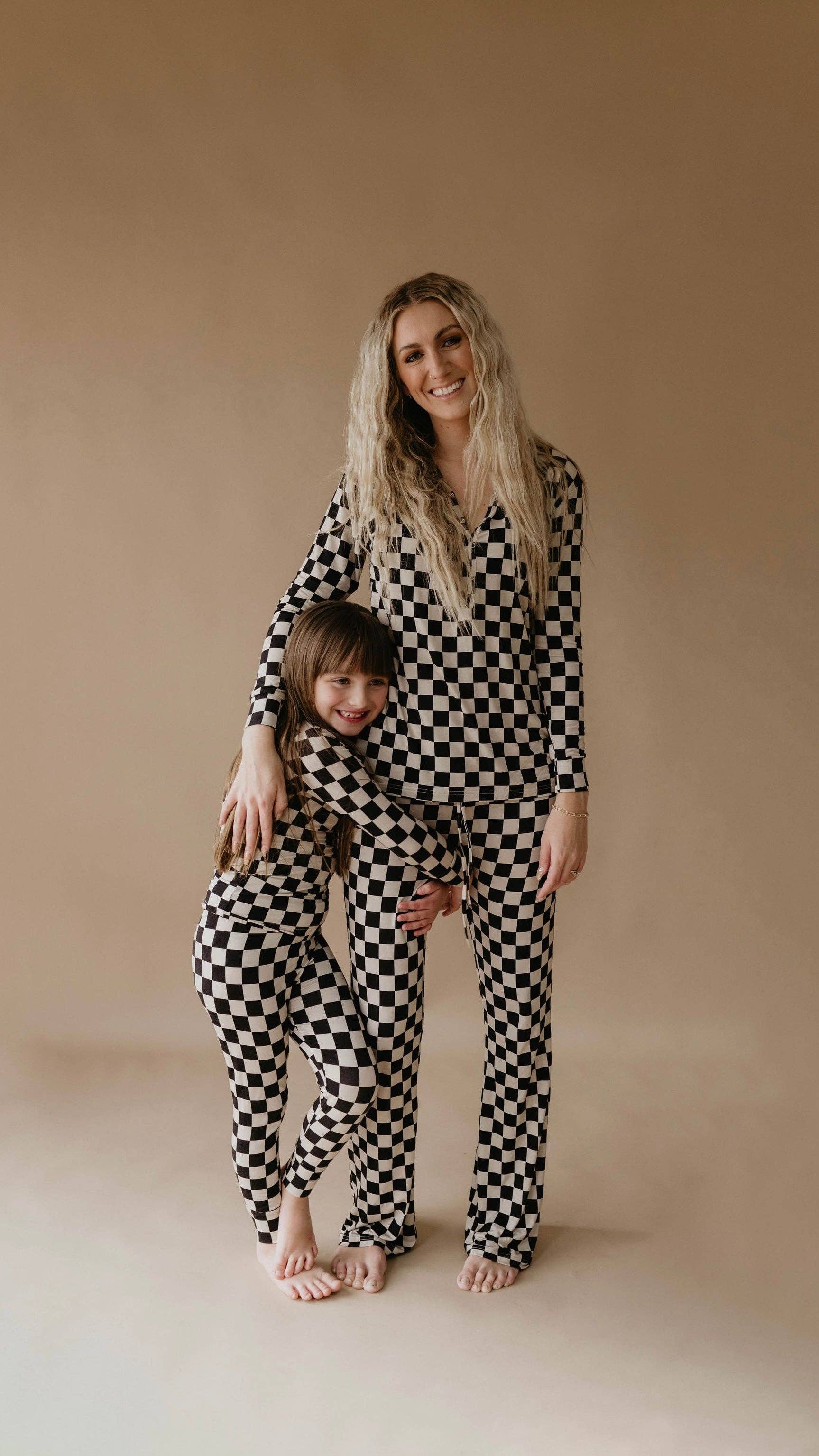 Forever French Baby - Wholesale Sleepwear Set - Kids - Bamboo Two Piece Pajamas | Black Checkerboard6