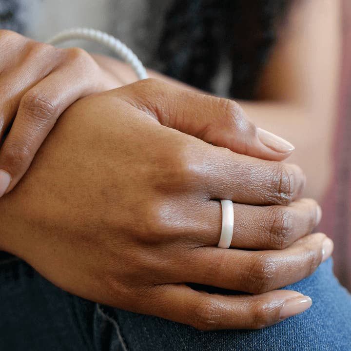 Enso Rings - Wholesale Band/Stacked Ring - Elements Classic Thin Silicone Ring Pearl