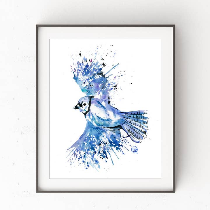 Blue Jay Bluetiful Art Print, Bird Artwork, Bird lover gift for wholesale by Whitehouse Art