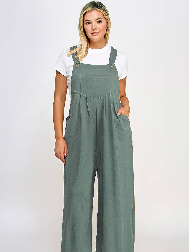 Haute Fox Plus Size & Contemporary - Wholesale Overalls - Women's - Plus Size Pleated Overalls with Pockets - JK18514-JS3