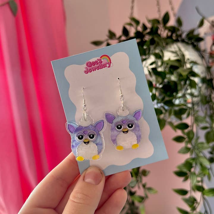 Gees Jewellery - Wholesale Dangle Earrings - Furby - Purple