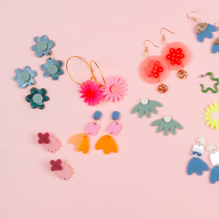 Emeldo - Vente Boucles d'oreilles pendantes - Boucles d'oreilles Jenna//Bleu, rose, orange fluo4