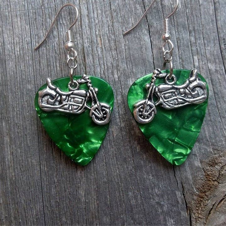 Simply Raevyn - Wholesale Dangle Earrings - Motorcycle Charm Guitar Pick Earrings20