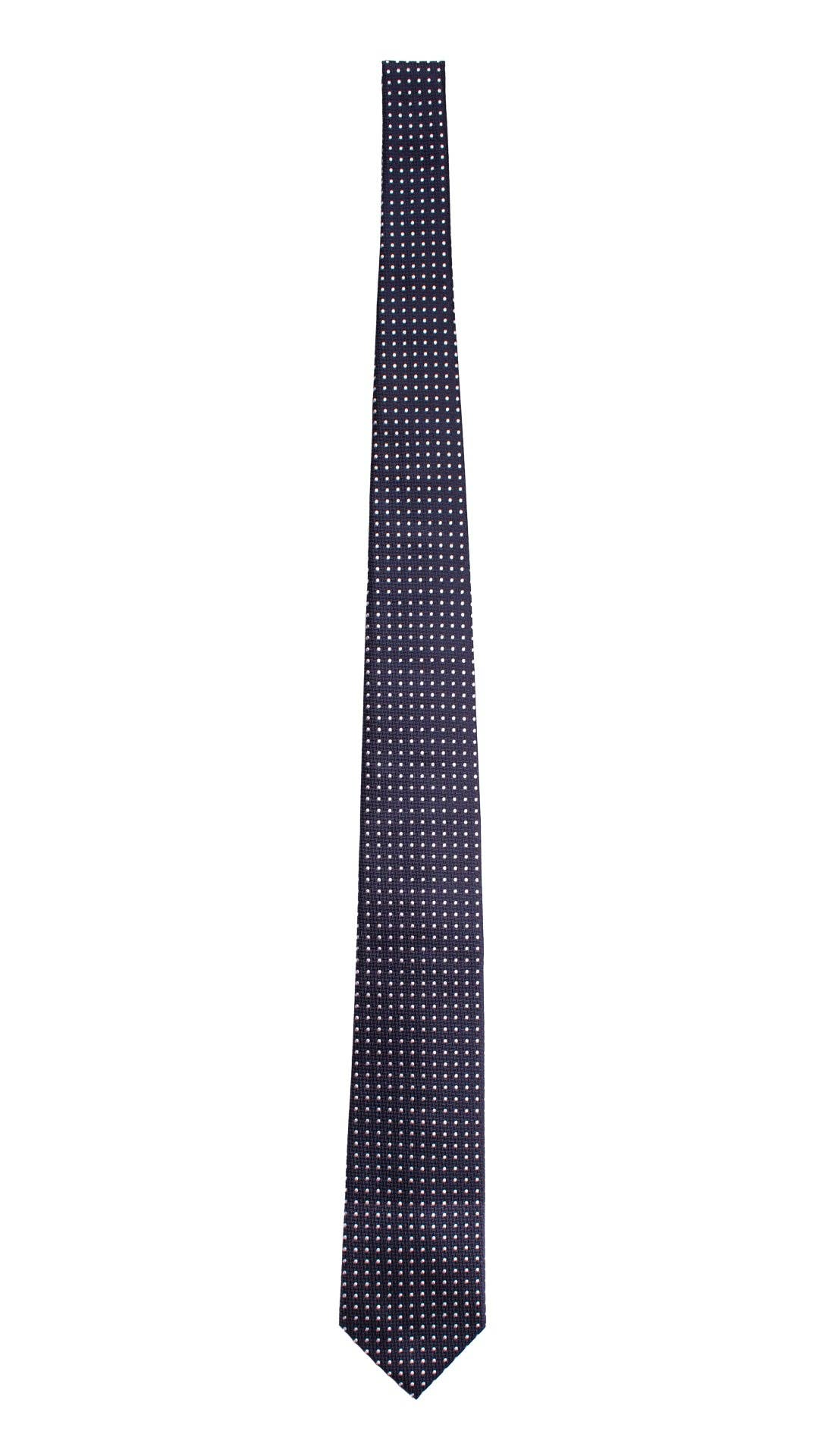 Graffeo Cravatte - Wholesale Necktie - Men's - Blue Silk Formal Tie with Silver Gray Polka Dots CY69262