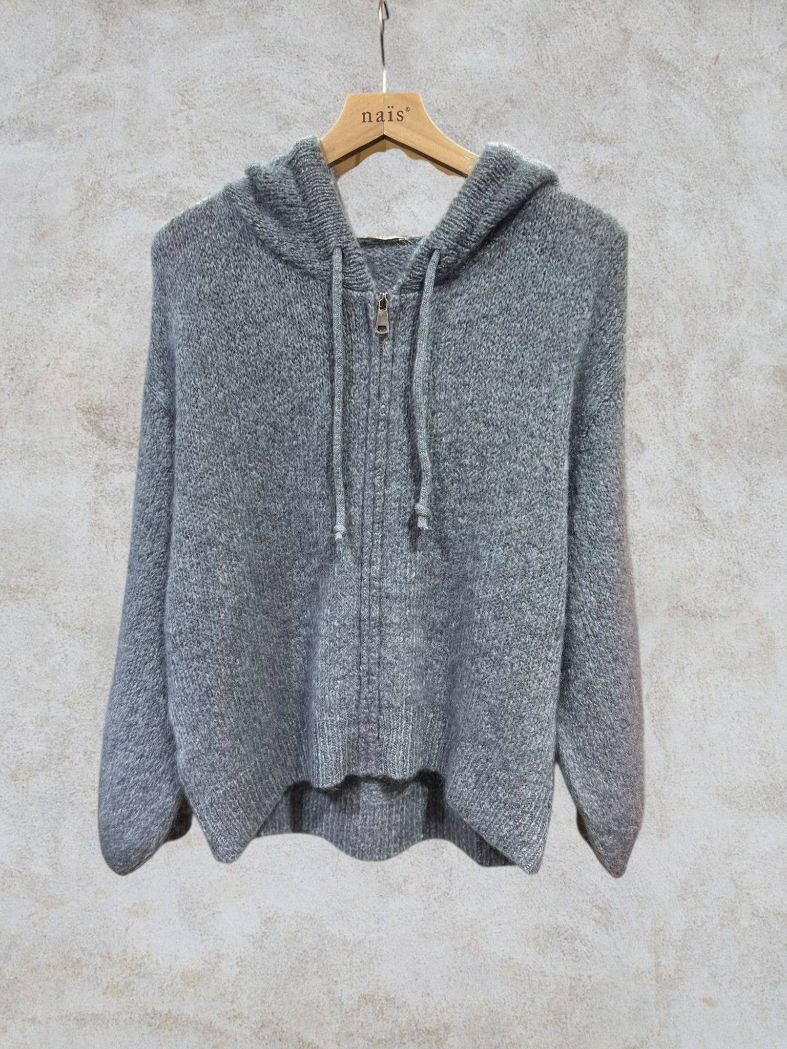 NAÏS PARIS - Vendita all'ingrosso Cardigan - Donna - Cardigan con cappuccio e zip in mohair e lana12