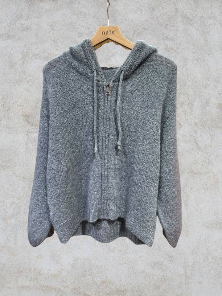 NAÏS PARIS - Wholesale Cardigan - Women's - Zip-up cardigan with hood in mohair and wool15
