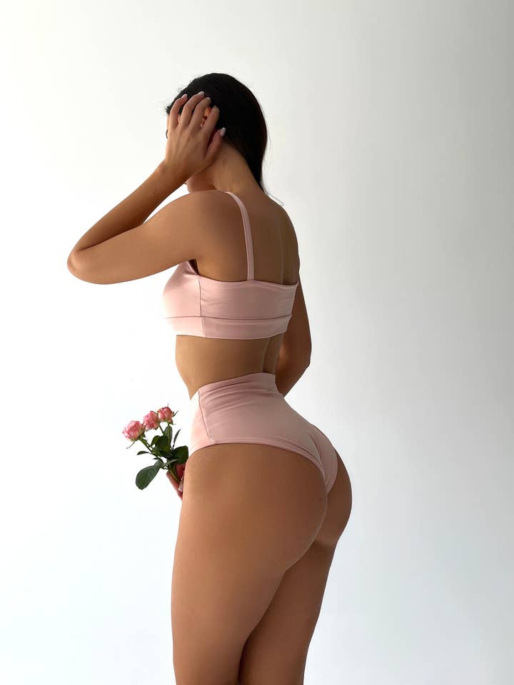 Fato de biquíni rosa menina, fato de banho rosa brasileiro para viagem, sexy por atacado de Bezbrendu
