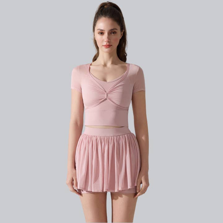 Women's Athleic Set:Faux Two-Piece T-shirt And Mini Skirt for wholesale by Sodalemon