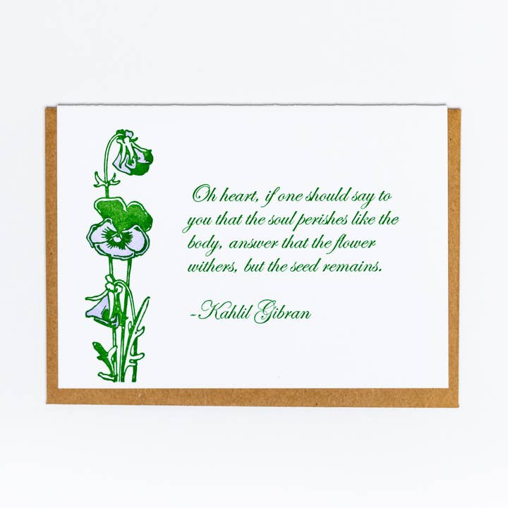 Sympathy Flower Greeting Card for wholesale by Lady Pilot Letterpress