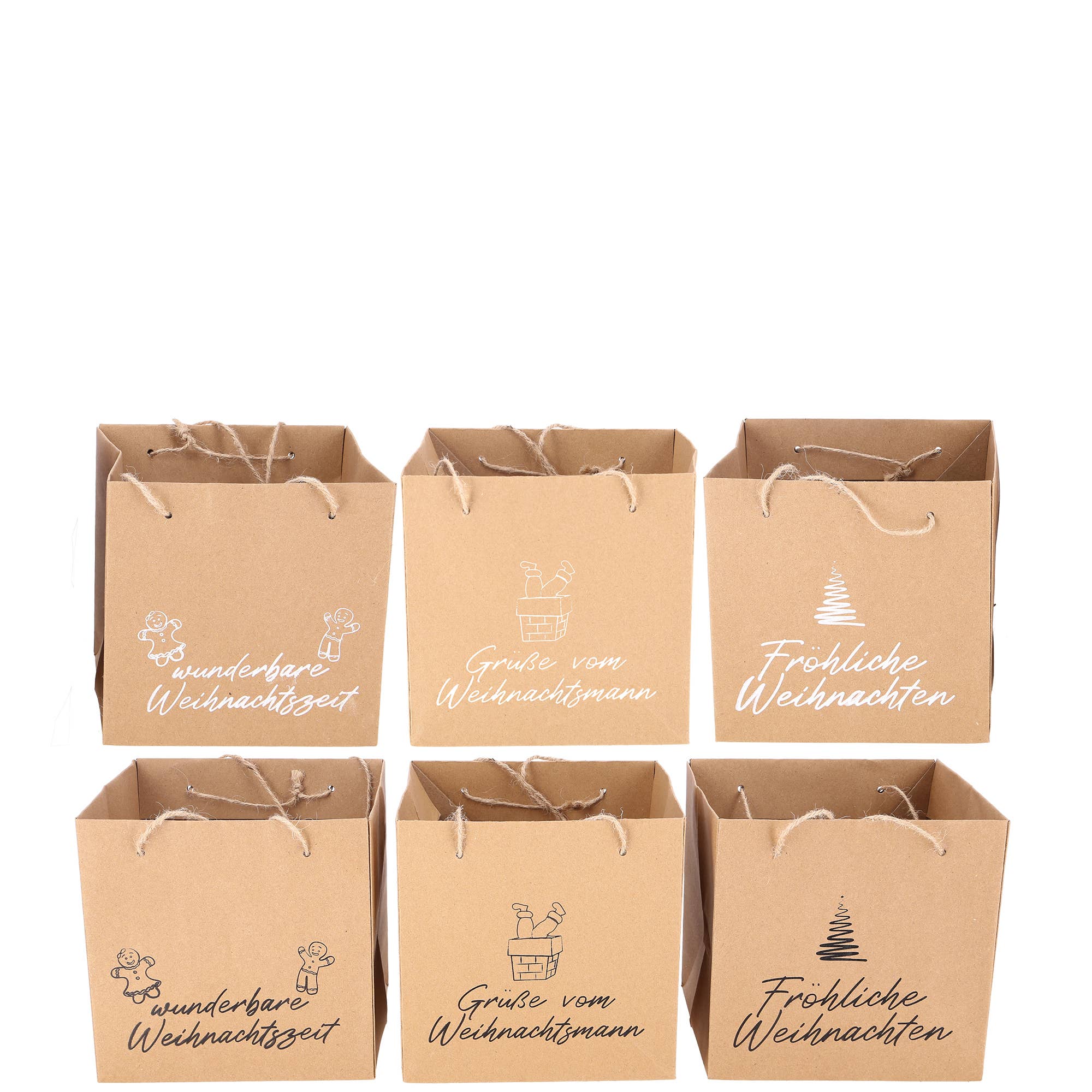 Vosteen - Vendita all'ingrosso Buste regalo - Borsa di carta naturale con 3 motivi natalizi0