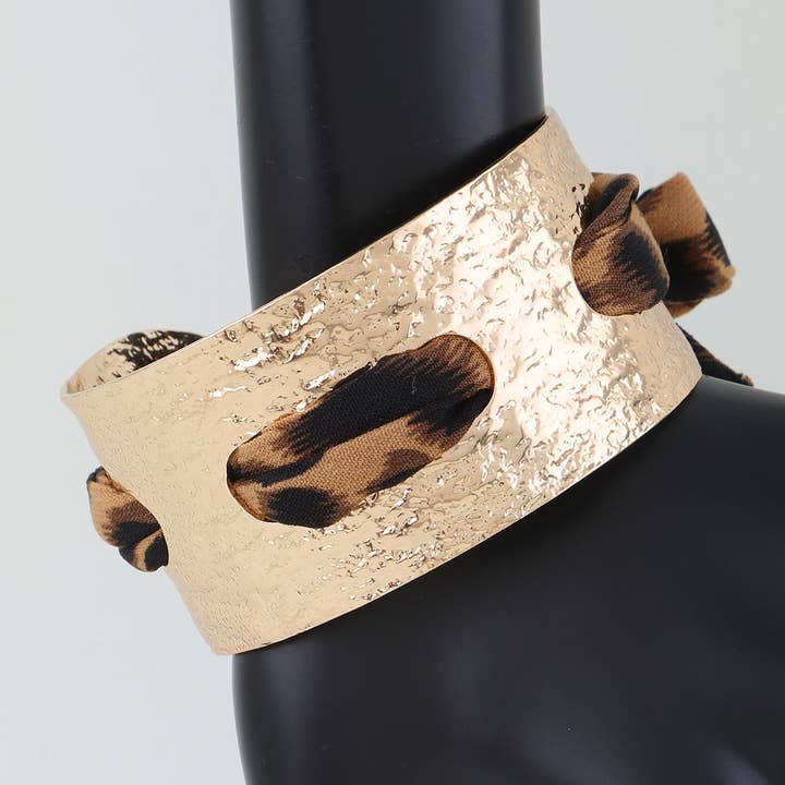 Hammered Fabric Weave Cuff Bracelet NB020200 for wholesale by 3AM BY H&D ACCESSORIES