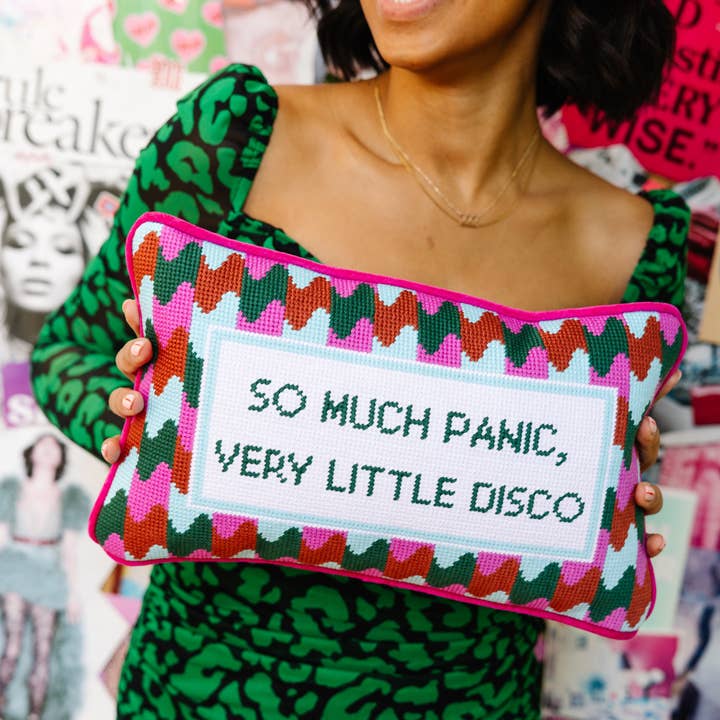 Furbish Studio - Wholesale Throw/Decorative Pillow - Panic at the Disco Needlepoint Pillow5