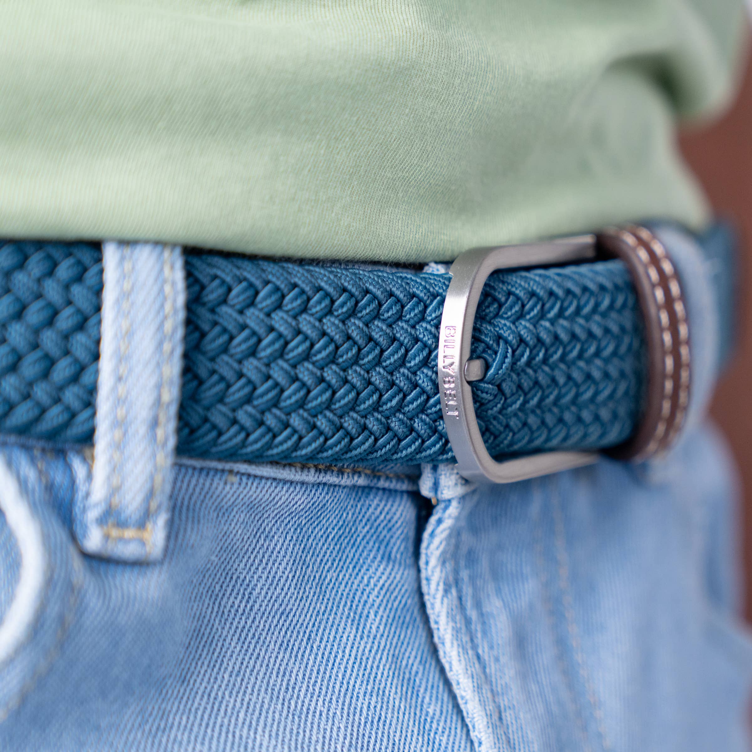 BILLYBELT - Vente Ceinture – homme - Ceinture tressée élastique Bleu Seram5