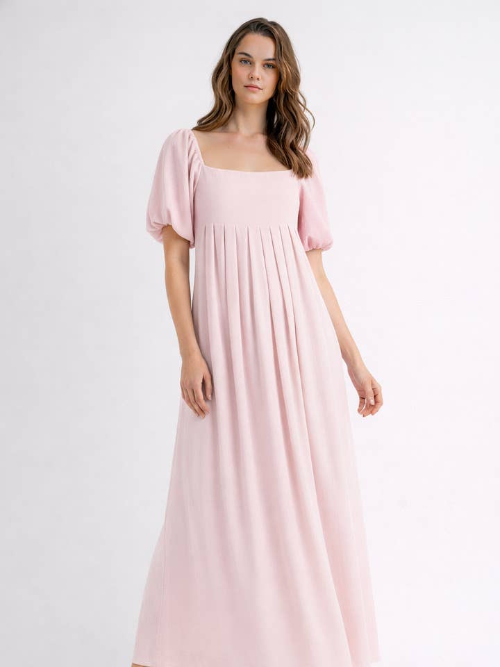 Vestido Maxi con Cuello Cuadrado y Mangas Abullonadas para venta al por mayor de Endless Blu