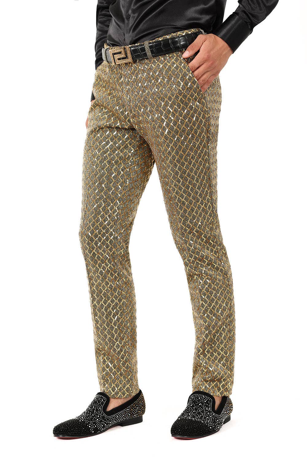 BARABAS – wholesale Pants – Men's – Men's Sequin Diamond Design Shiny Chino Pants 2CP309912