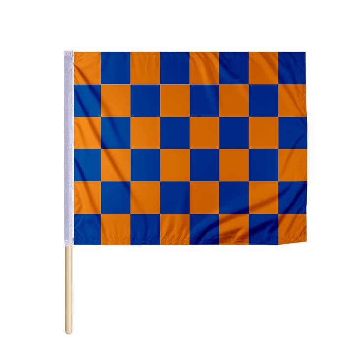 AGAS Blue Orange Checkered Nylon Racing Flag 30x30 inch for wholesale by AGAS MFG INC